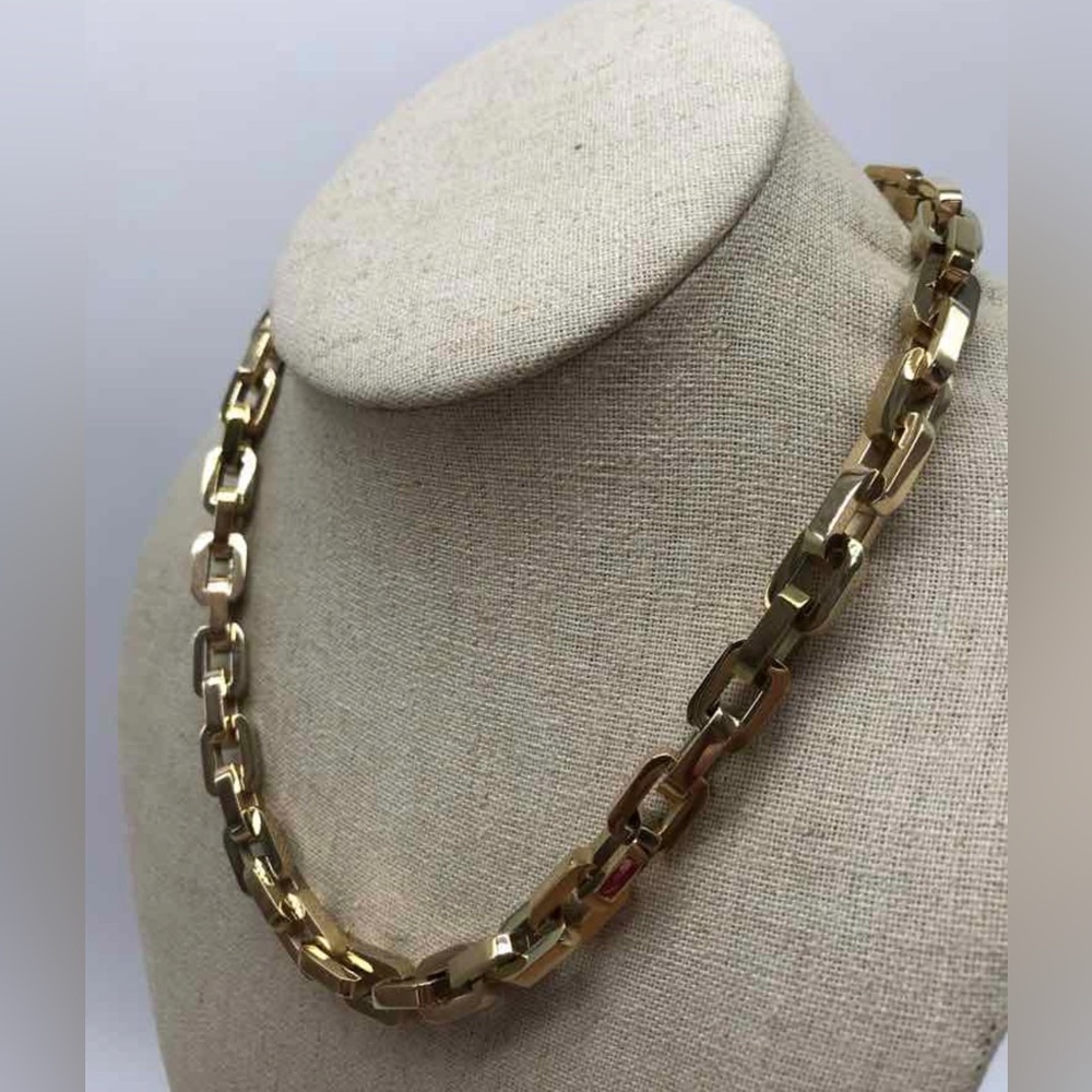 EDDIE BORGO Necklace 18" Supra Chain Link  Gold Tone Collar Choker Statement - Picture 10 of 10